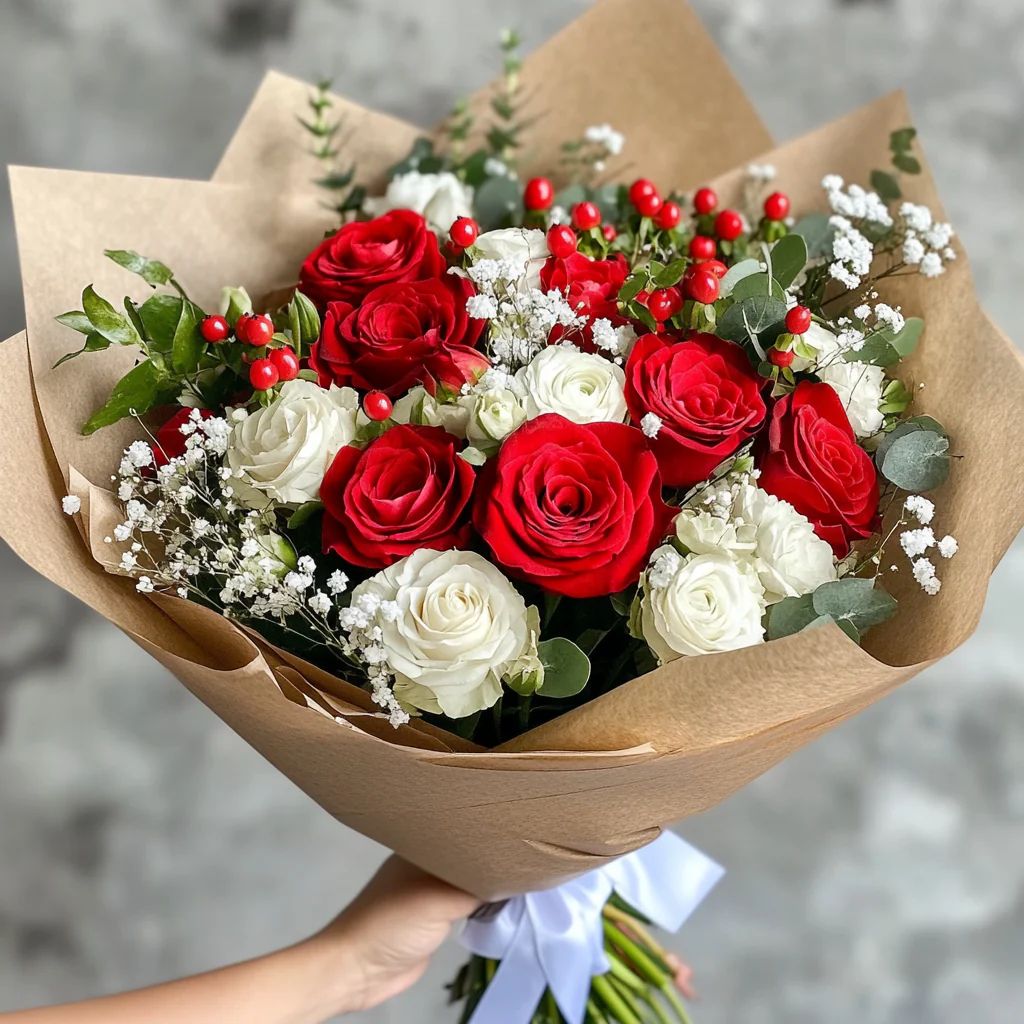 INCANTO - Rose Rosse, Lisiantus e Gypsophila