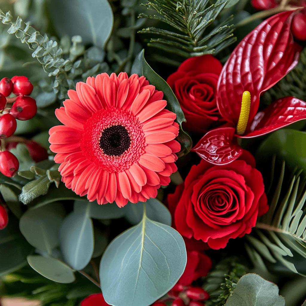 ARMONIA - Gerbere, Rose, Anthurium e Alloro
